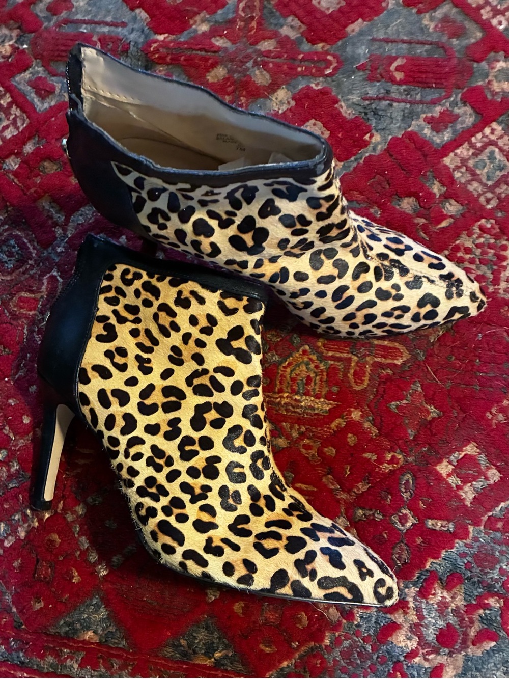 Adrienne Vittadini Leopard Print Hair Calf Ankle Bootie-7M